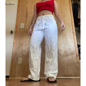 Elegant White Wide Leg Women's Pants
